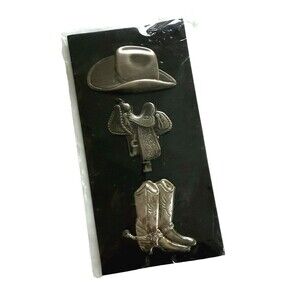 Set Of 3 Western Style Boot Cowboy Hat Saddle Button Covers
